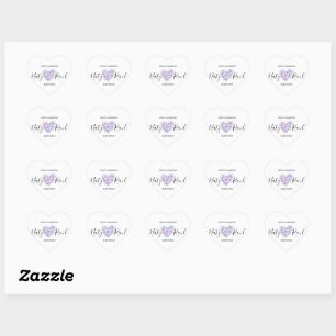 Floral Calcomania in Lilas Tones Heart Sticker