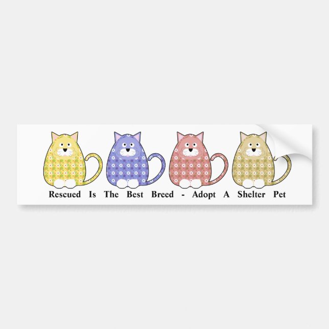 Floral Calico Kitty Rescue Bumper Sticker (Front)