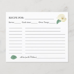 Floral Calla Lilies Greenery Recipe Card