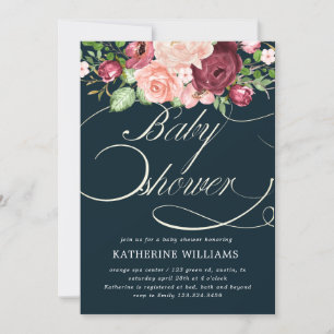 floral calligraphy baby shower invitation