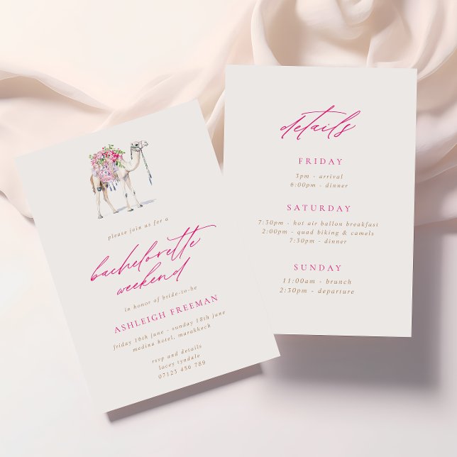 Floral Camel Moroccan Bachelorette Weekend Invitation (Creator Uploaded)