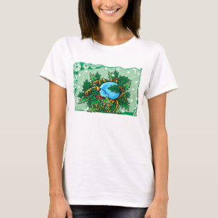 Floral Cancer Crab in Holly T-Shirt