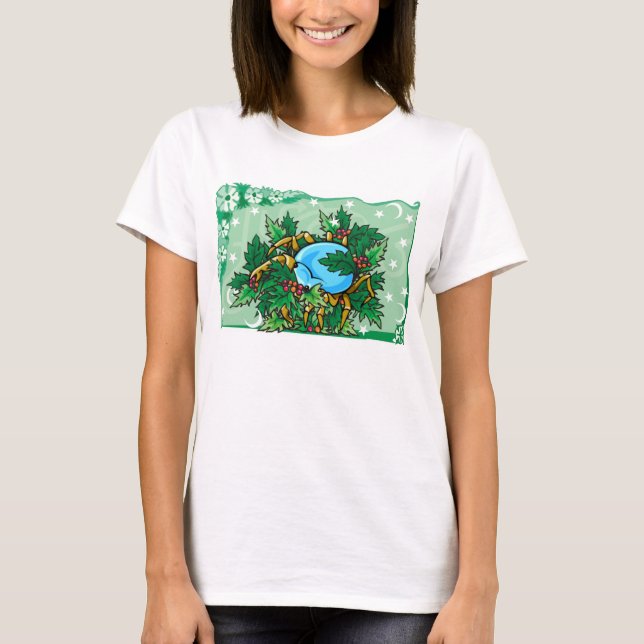Floral Cancer Crab in Holly T-Shirt (Front)