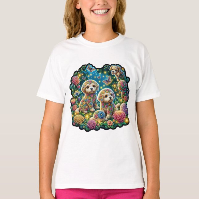 “Floral Canine Fantasy” T-Shirt (Front)
