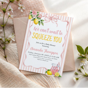Floral Can't Wait To Squeeze Lemon Baby Shower Invitation