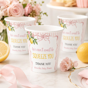 Floral Can't Wait To Squeeze Lemon Baby Shower Paper Cups