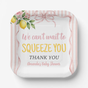 Floral Can't Wait To Squeeze Lemon Baby Shower Paper Plate