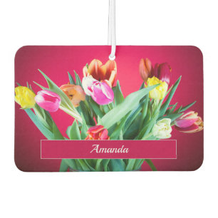 Floral car accessory with name or monogram photo air freshener