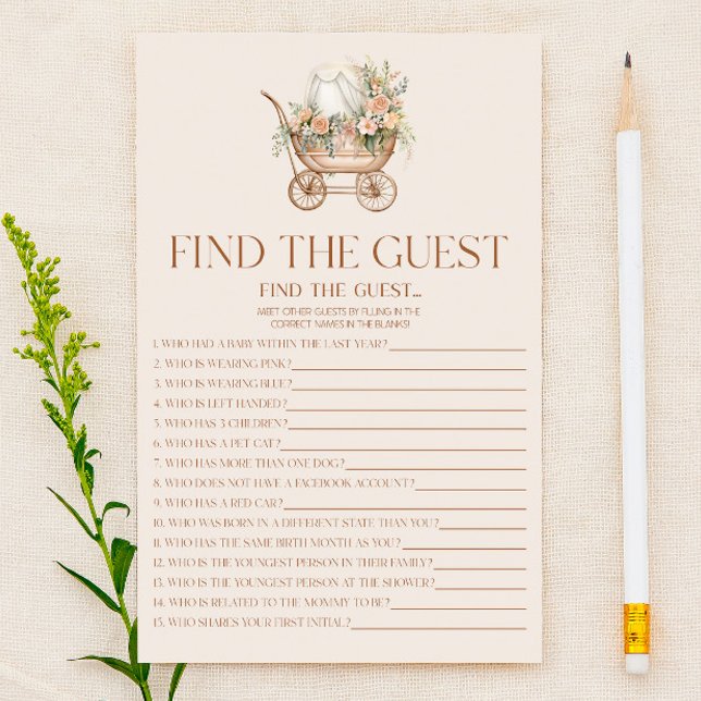 Floral Carriage Find The Guest Baby Shower Game (Creator Uploaded)