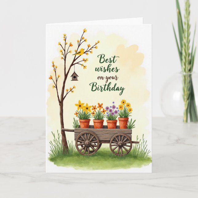 Floral Cart Birthday Card (Front)