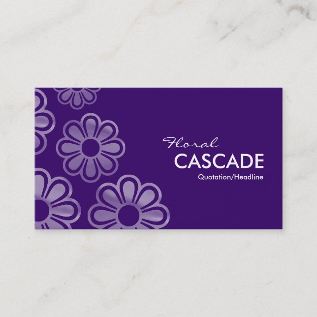 Floral Cascade - Dark Violet Business Card (Front)
