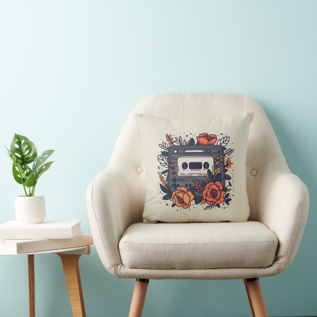 Floral Cassette Tape Cushion (Chair)