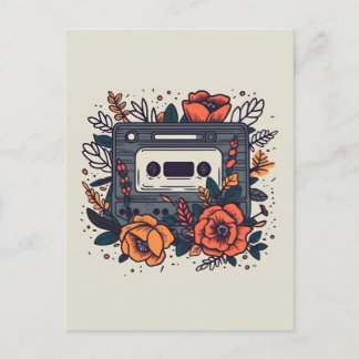 Floral Cassette Tape Postcard