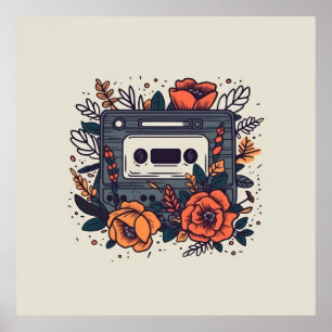 Floral Cassette Tape Poster