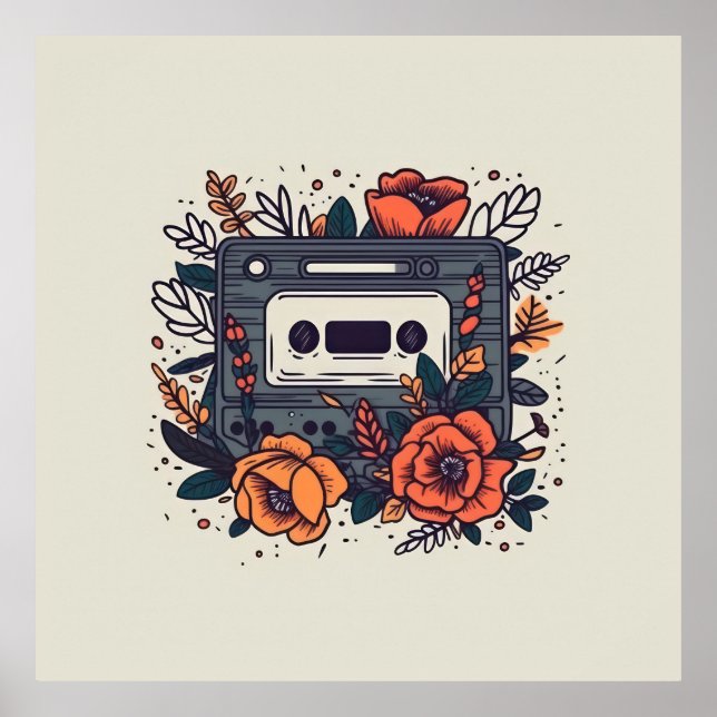 Floral Cassette Tape Poster (Front)