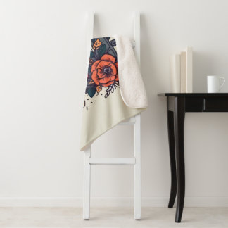 Floral Cassette Tape Sherpa Blanket