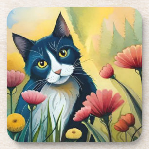 FLoral cat  Coaster