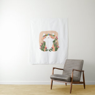 Floral Cat Cute cat flower Tapestry