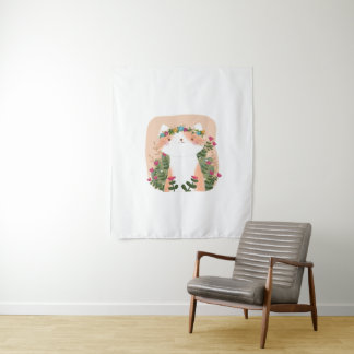 Floral Cat Cute cat flower Tapestry