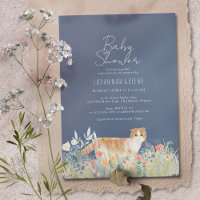 Floral Cat | Dark Navy Blue | Neutral Baby Shower