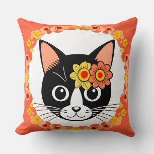 🐱 Floral Cat Elegant Home Style Bloom ✨ Cushion