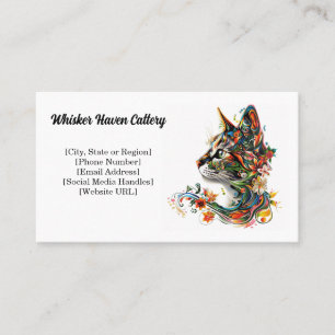 Floral Cat Face Cattery Business Card