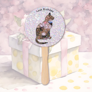 Floral Cat Hand Fan