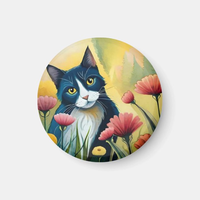 FLoral cat  Magnet (Front)