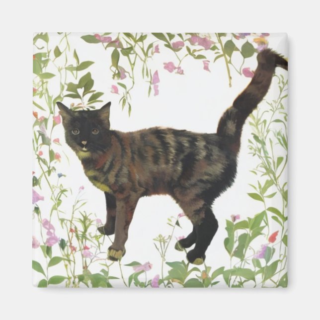 floral cat magnet (Front)