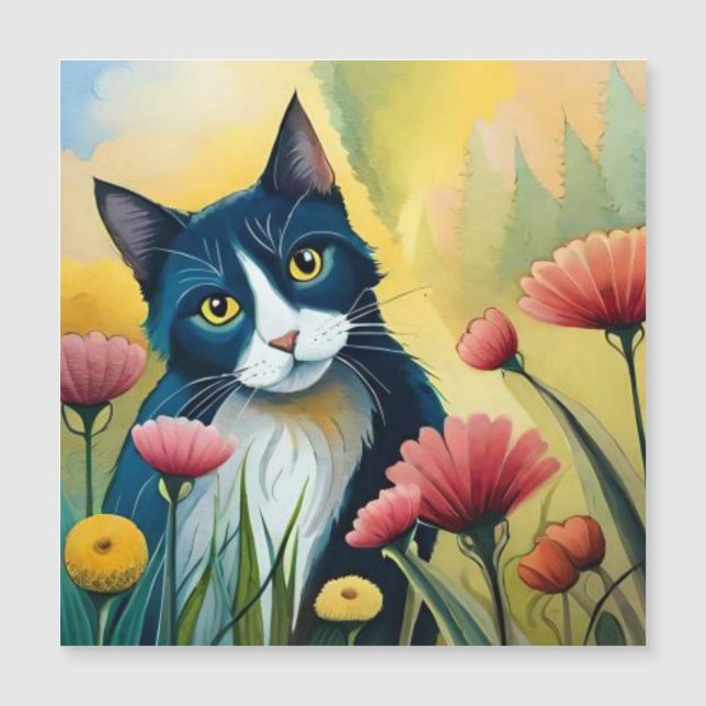 FLoral cat  Magnetic Invitation (Front)