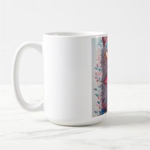 Floral Cat Mug - Watercolor Flower Cat Coffee Mug