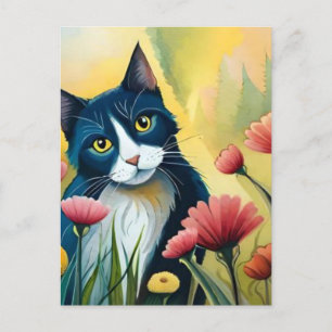 FLoral cat  Postcard
