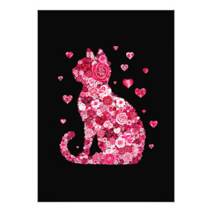 Floral Cat Silhouette ArtFaux Wrapped Canvas Print