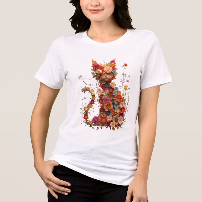 Floral Cat T-Shirt | Cute Aesthetic Cat Lover Tee  (Front)