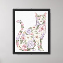 Floral Cat Watercolor Painting