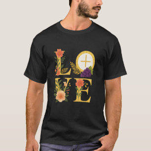 Floral Catholic Love Design With Eucharist And Gra T-Shirt