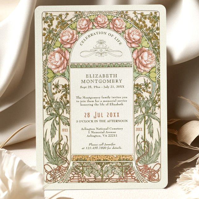 Floral Celebration of Life by Alphonse Mucha Invitation (Creator Uploaded)