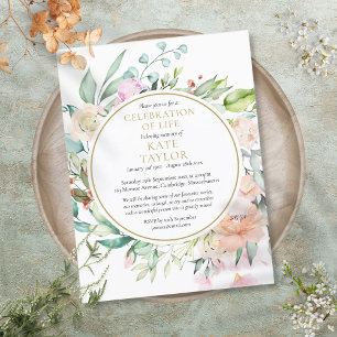 Floral Celebration of Life Funeral Invitation
