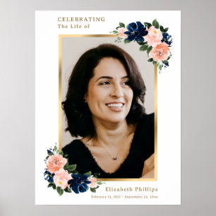 Floral Celebration of Life Photo Sign