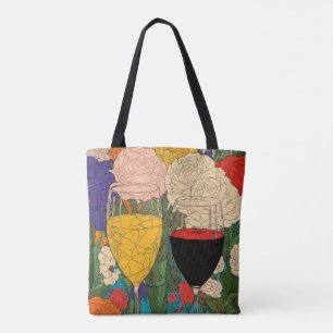 Floral Celebration Wine Glasses - Cheers to Colour Tote Bag