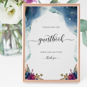 Floral Celestial, Starry Guestbook Sign