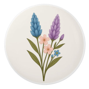 Floral Ceramic Door Handles chic and vintage Knob