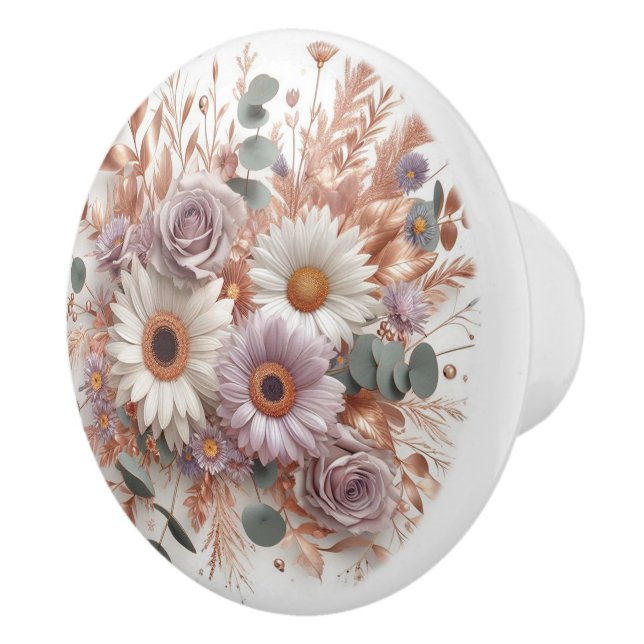 Floral Ceramic Knob (Right)