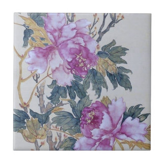 Floral Ceramic Tile, Small (4.25" x 4.25") Tile