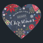 Floral Chalkboard Christmas | Heart Sticker<br><div class="desc">Cartita design ©2015  All Rights Reserved
Feel free to change or add text!

I Hope you enjoy my illustrations!
 
 Look also for matching products in my store!</div>