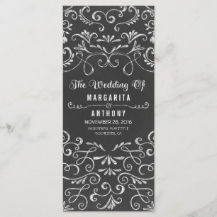 floral chalkboard handwritten wedding program card