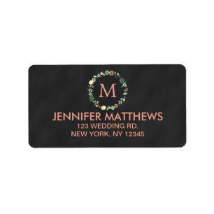 FLORAL CHALKBOARD MONOGRAM LABEL