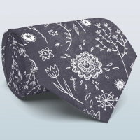 Floral Chalkboard Neck Tie