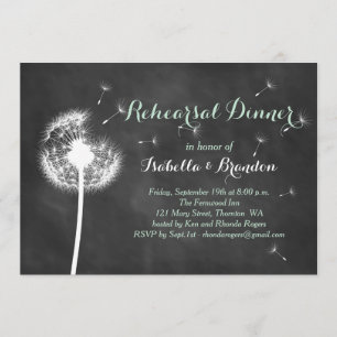 Floral Chalkboard Rehearsal Dinner Invite (mint)