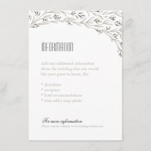 Floral chalkboard rustic wedding information card